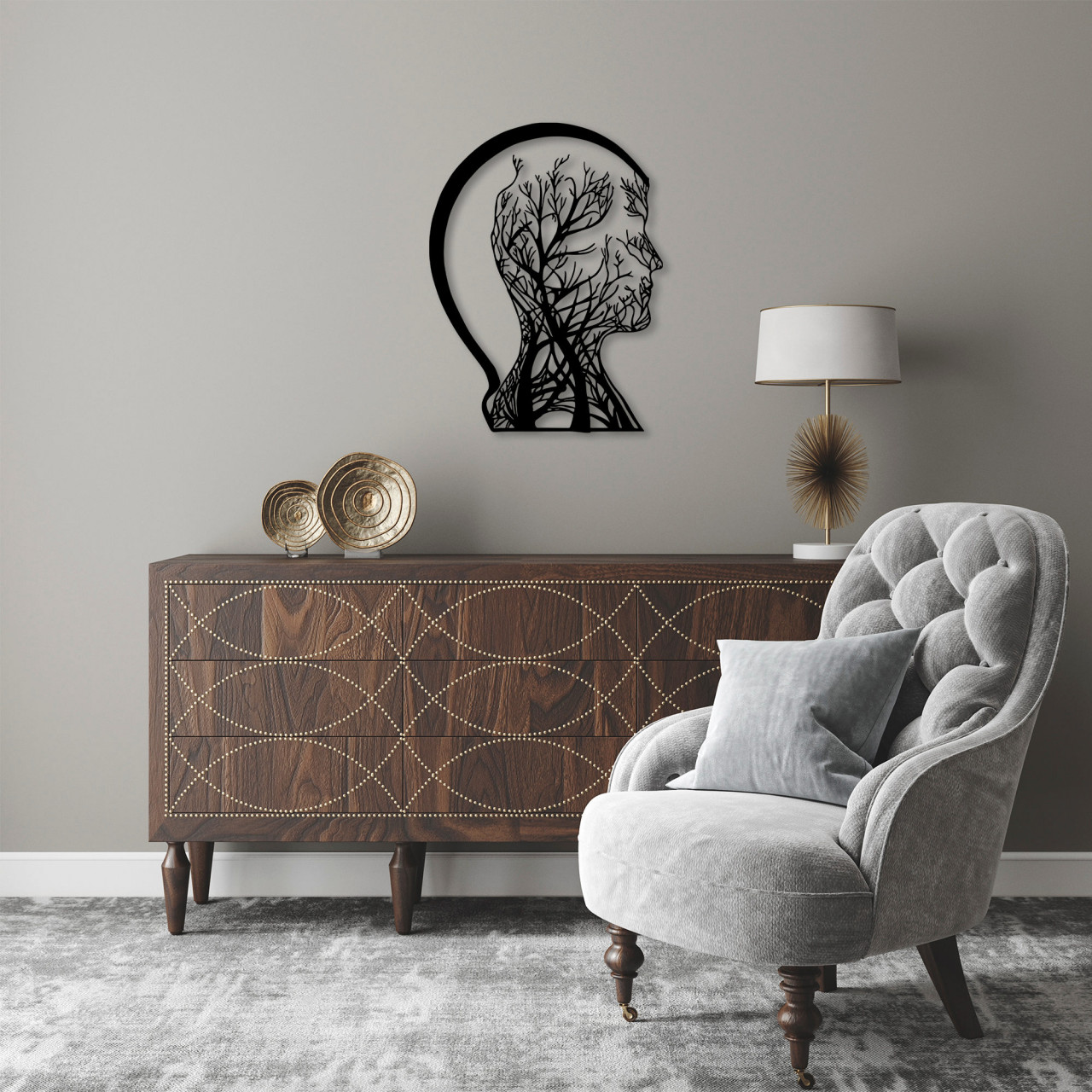 Accesoriu decorativ de perete metalic Tree Man - 322
