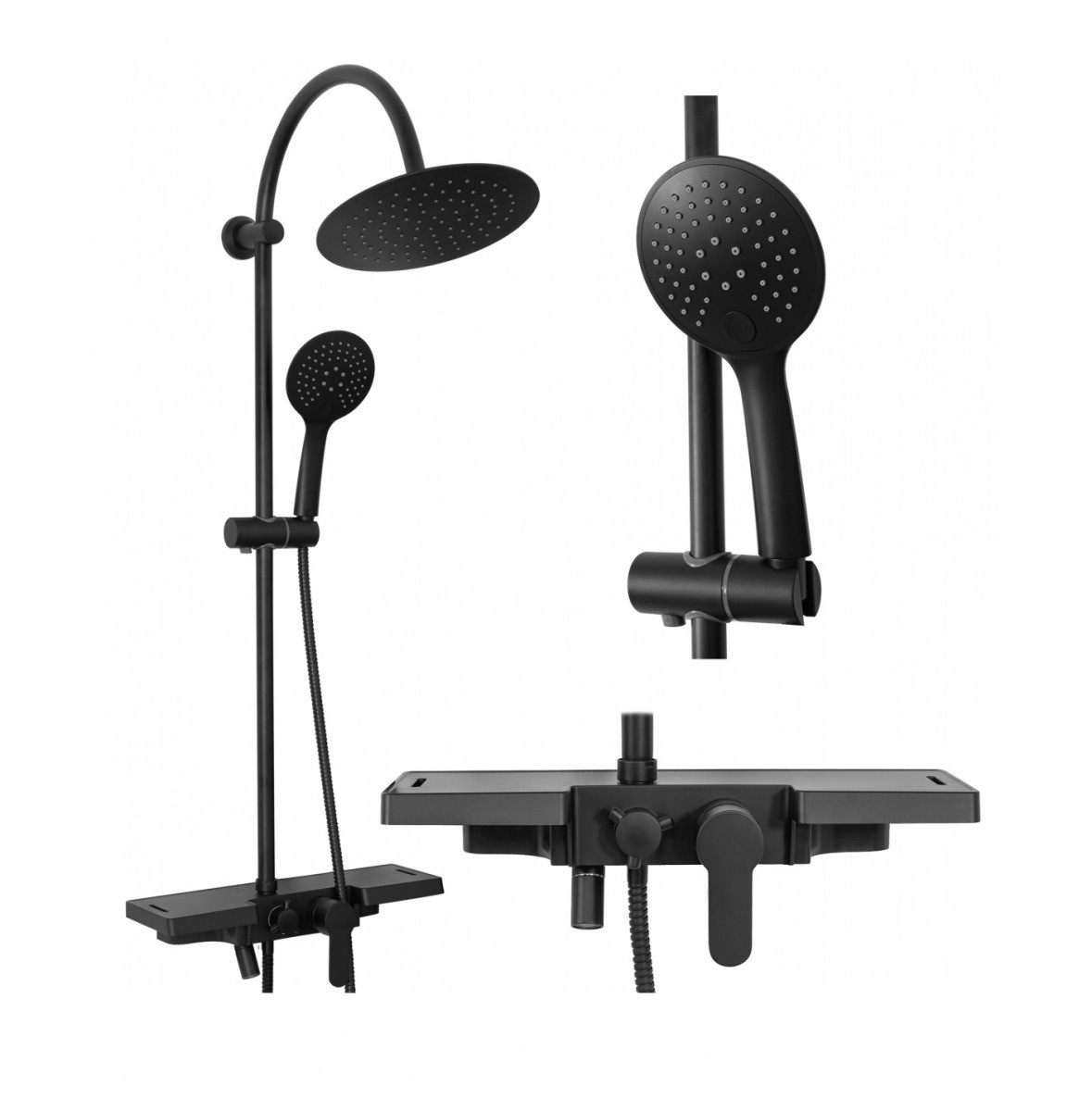 Baterie pentru dus Vigo negru mat - H99 cm