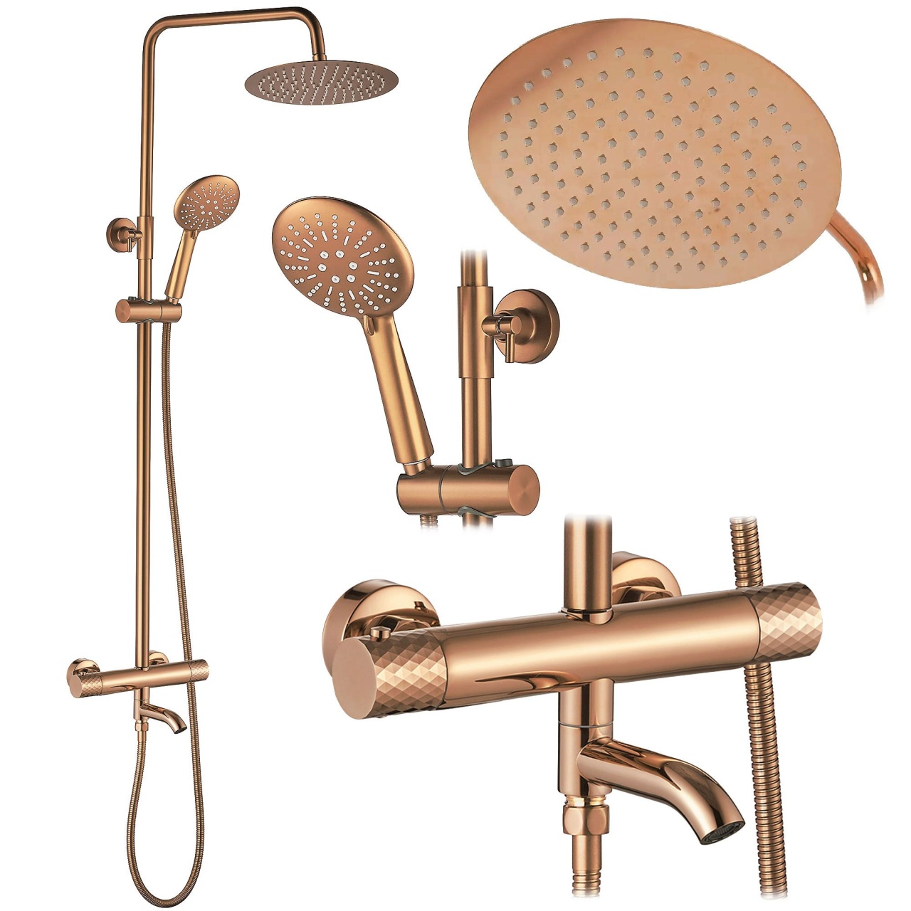 Coloana de dus cu termostat Lungo Diamond Copper