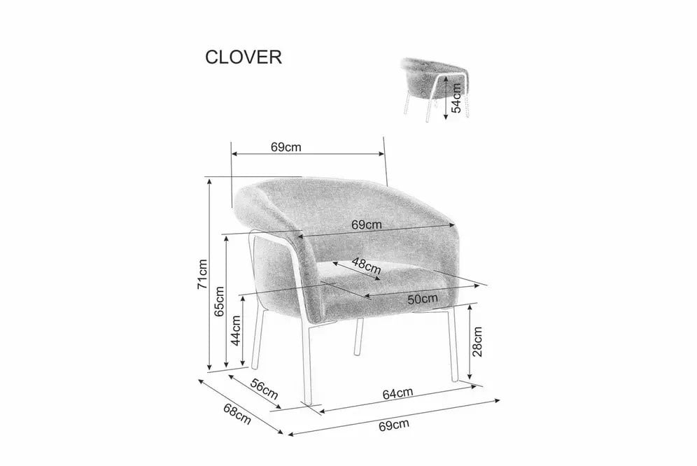 Fotoliu Clover stofa gri Brego07/negru - 1 | YEO