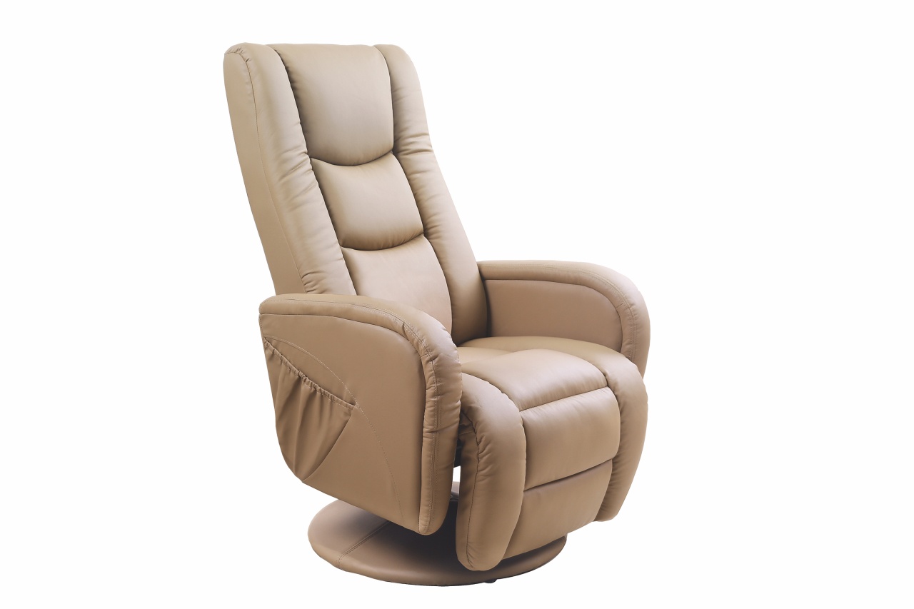 Fotoliu recliner cu functie de masaj Pulsar piele ecologica bej H106 cm - 2 | YEO