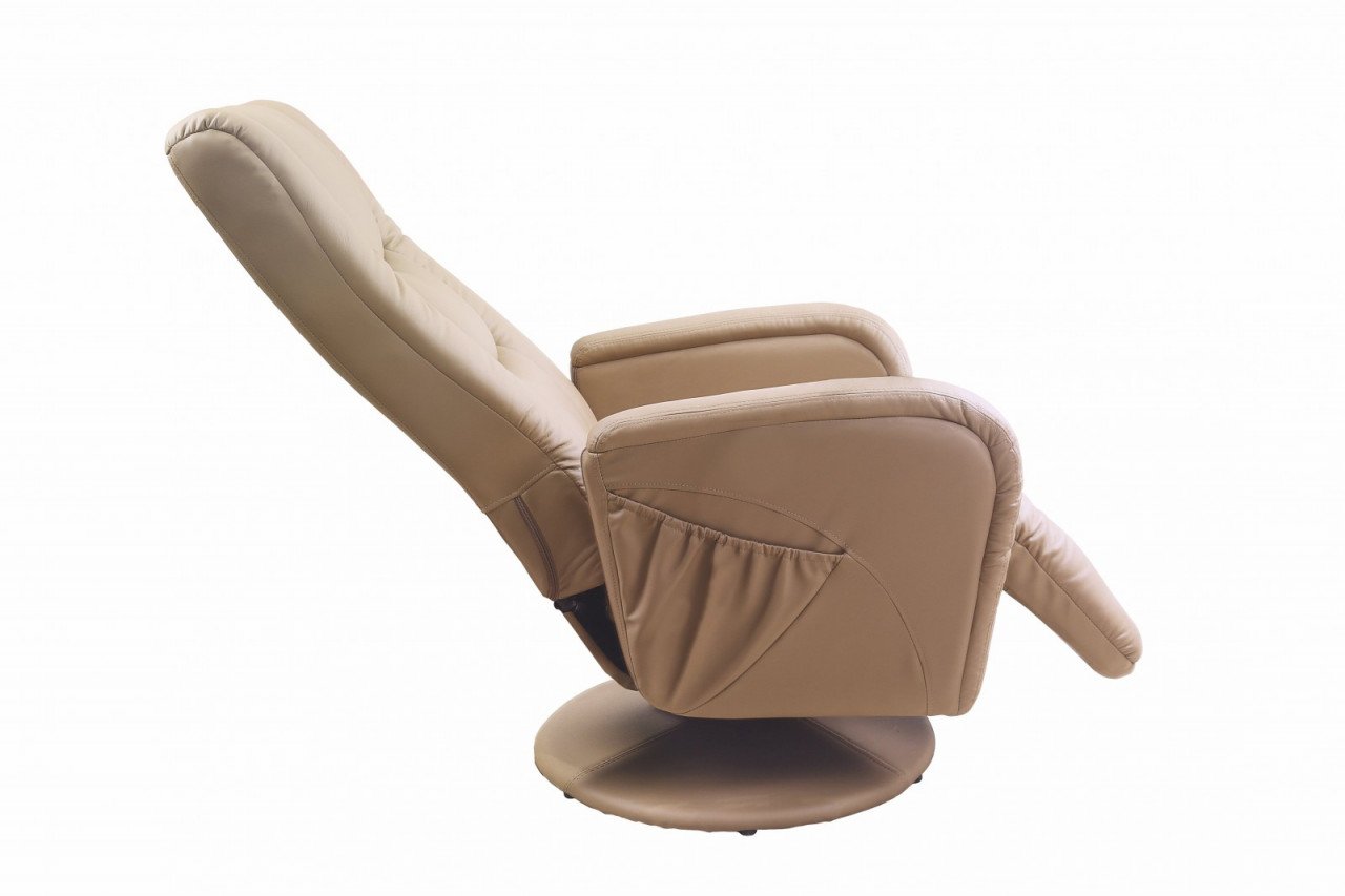 Fotoliu recliner cu functie de masaj Pulsar piele ecologica bej H106 cm - 1 | YEO