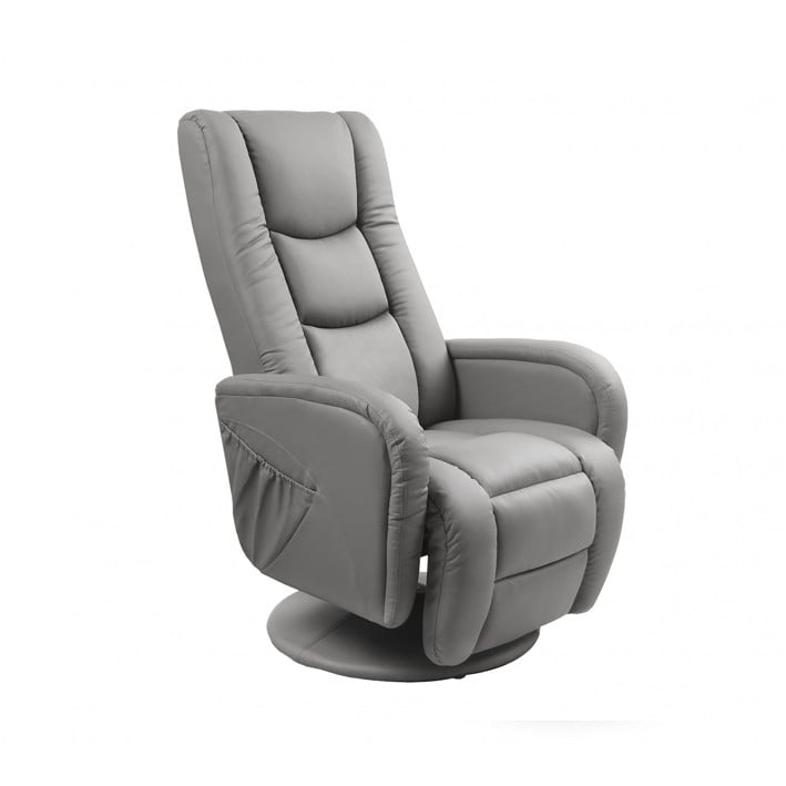 Fotoliu recliner cu functie de masaj Pulsar piele ecologica gri H106 cm