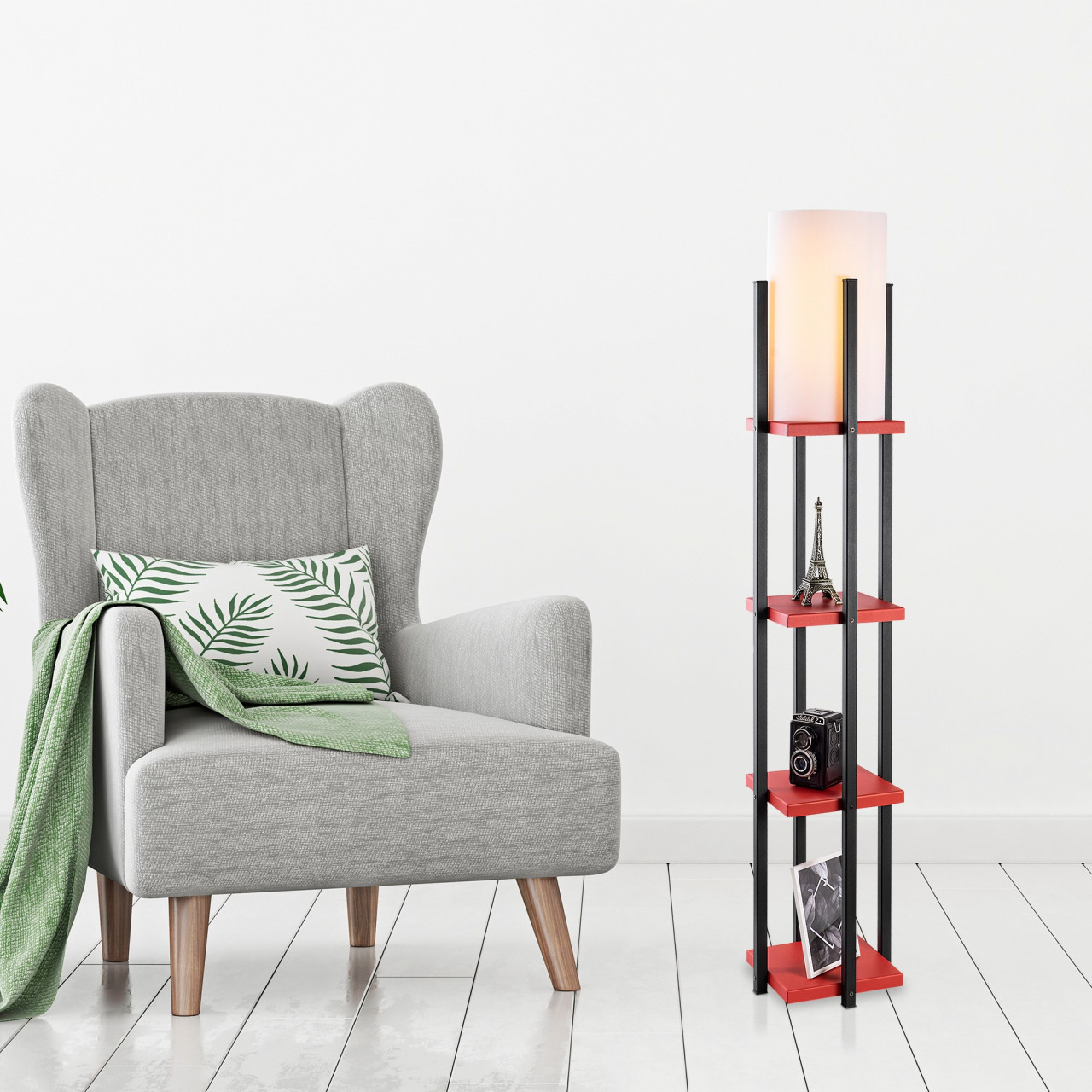 Lampadar 7117 negru/rosu
