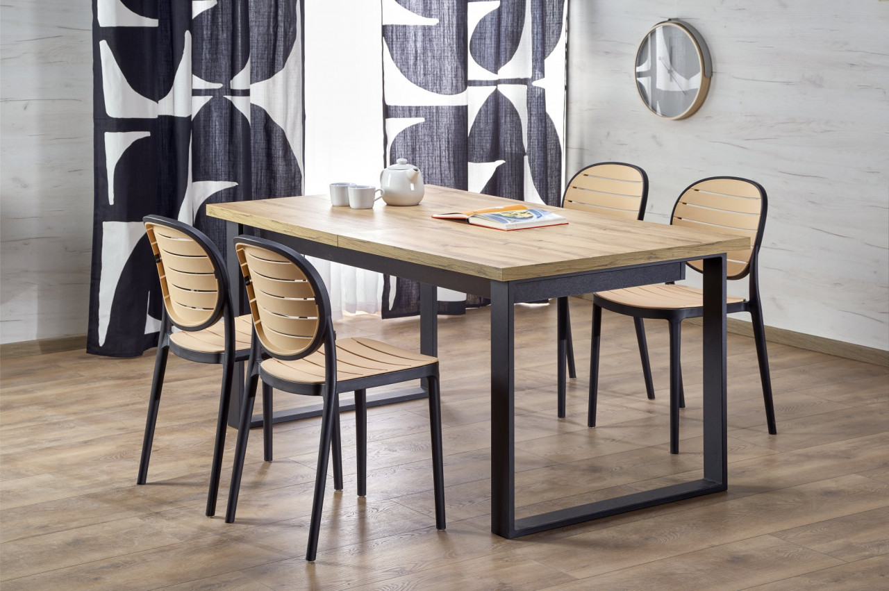 Masa extensibila Candido stejar wotan/negru L160-310 cm
