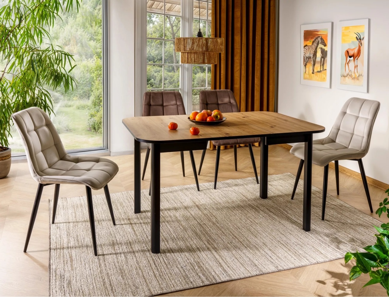Masa extensibila Dante II stejar artizan/negru mat L90-130xl90 cm - 3 | YEO