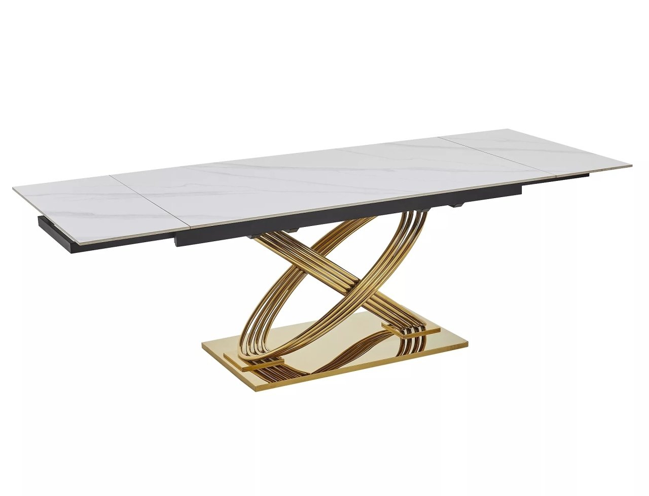 Masa extensibila Hermes II marmura alba/auriu L160-240xl90 cm
