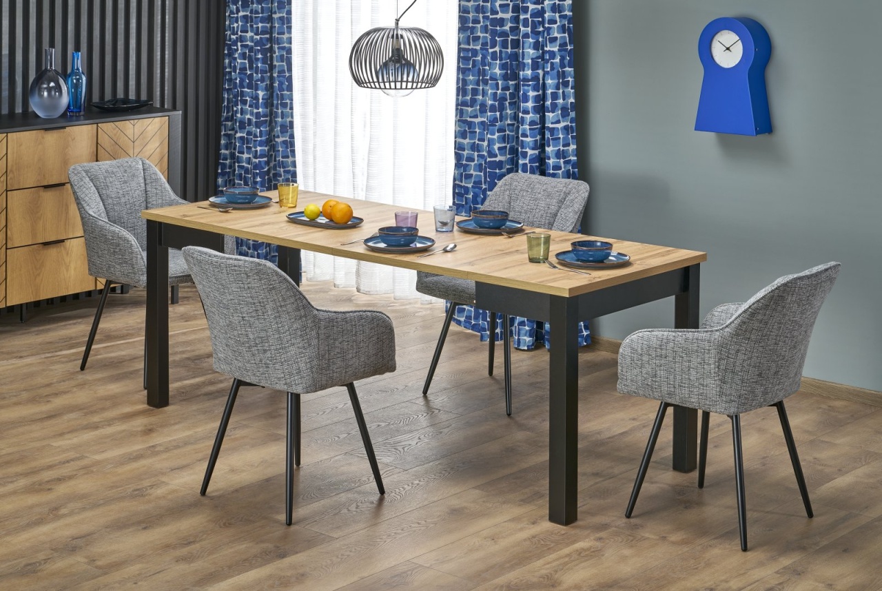 Masa extensibila Qubik stejar artizan/negru L80-200 cm - 1 | YEO