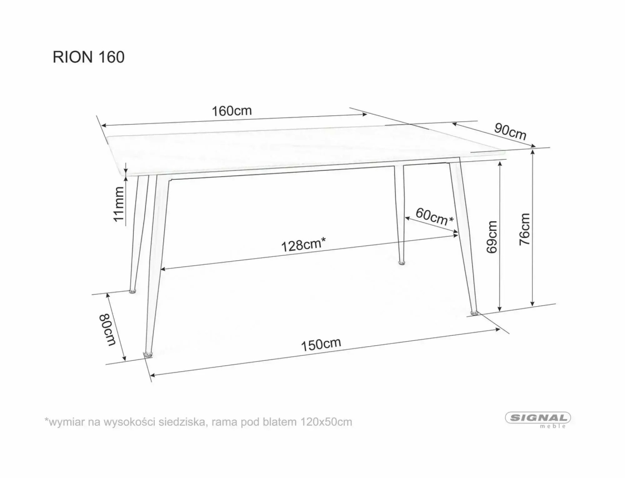 Masa Rion neagra L160xl90 cm - 1 | YEO