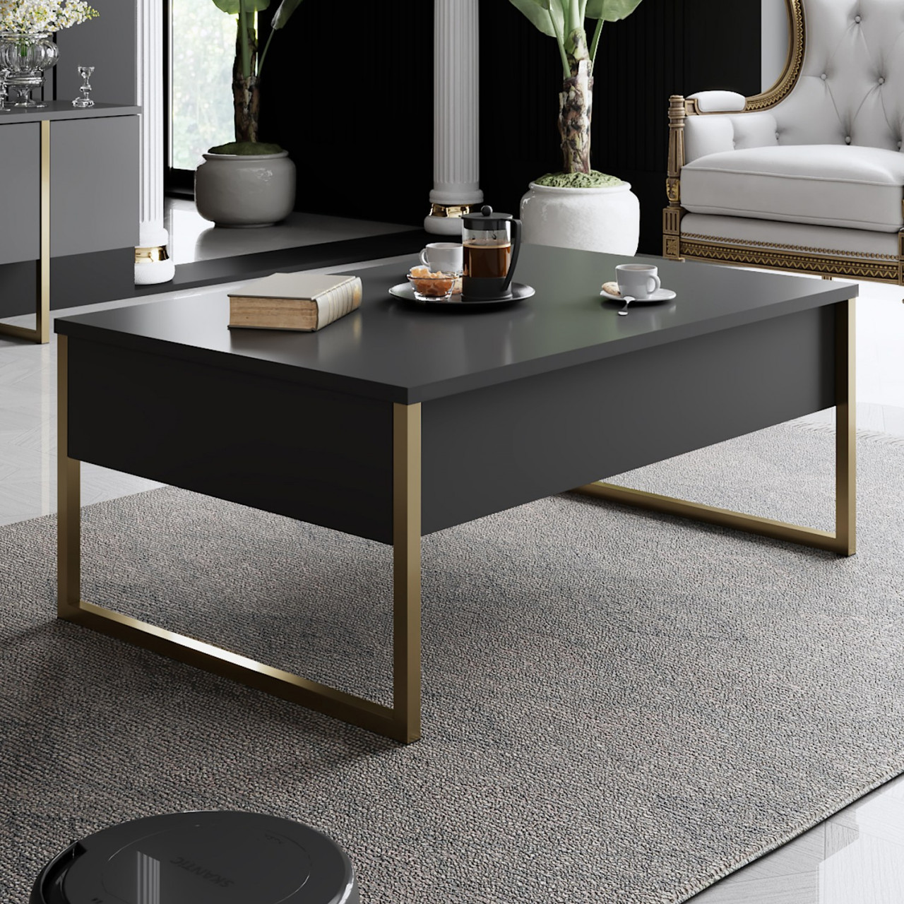 Masuta de cafea Luxe antracit/auriu