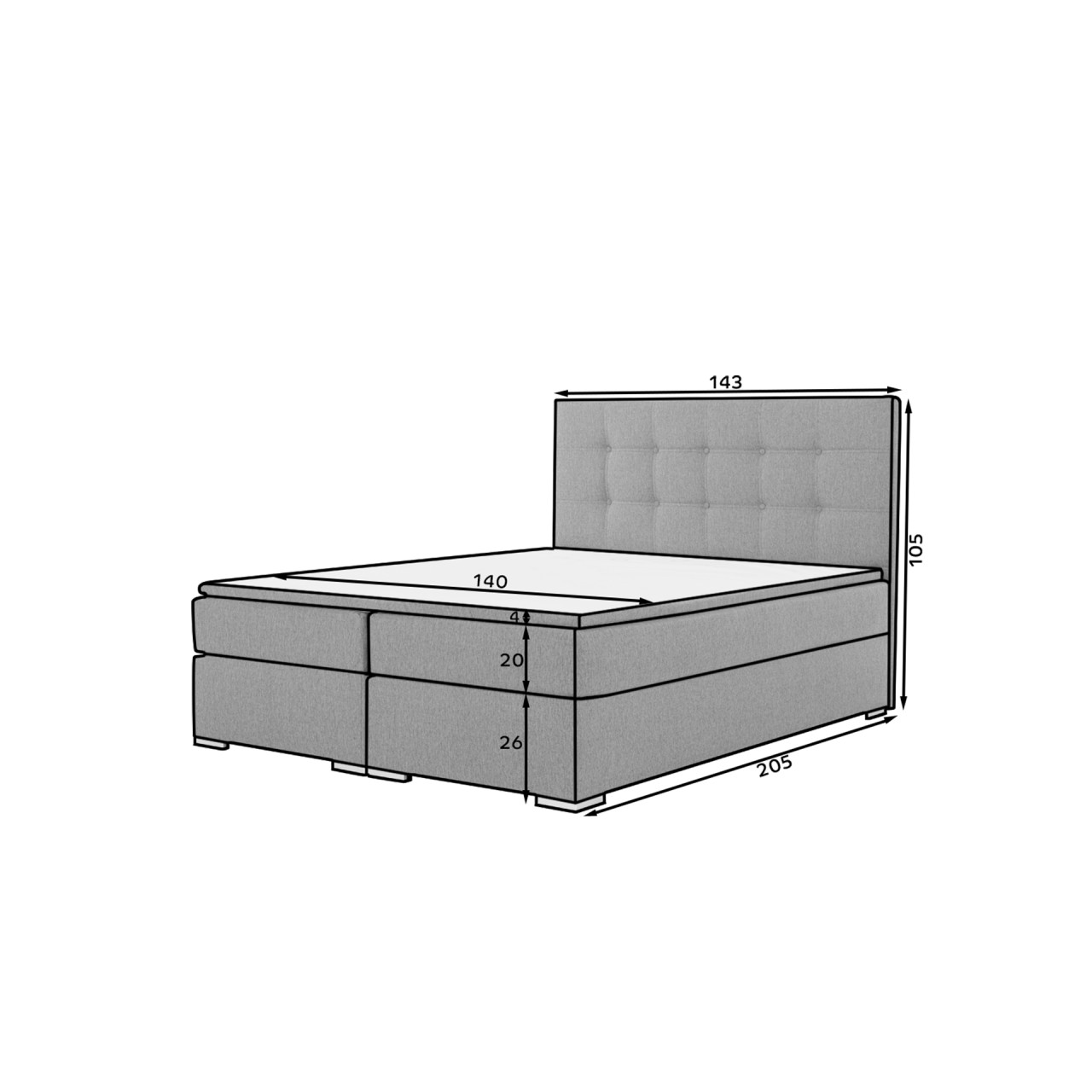 Pat boxspring Inez 140x200 cm Soft 33
