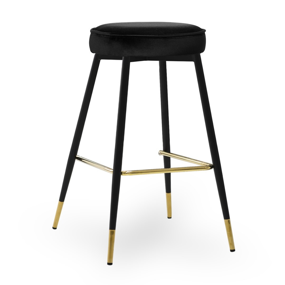 Scaun de bar Circo negru picioare negru/gold - H68 cm