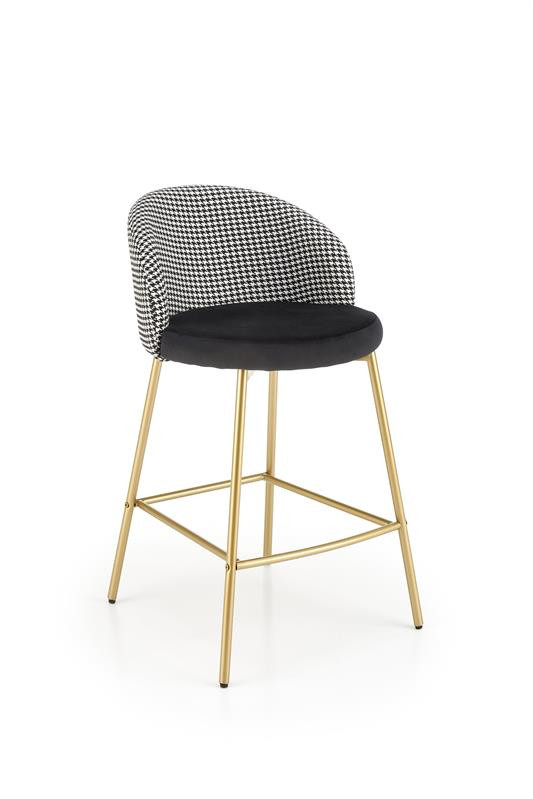 Scaun de bar tapitat H113 alb/negru