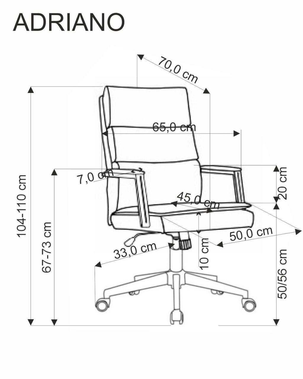 Scaun de birou Adriano stofa bej H110 cm - 3 | YEO