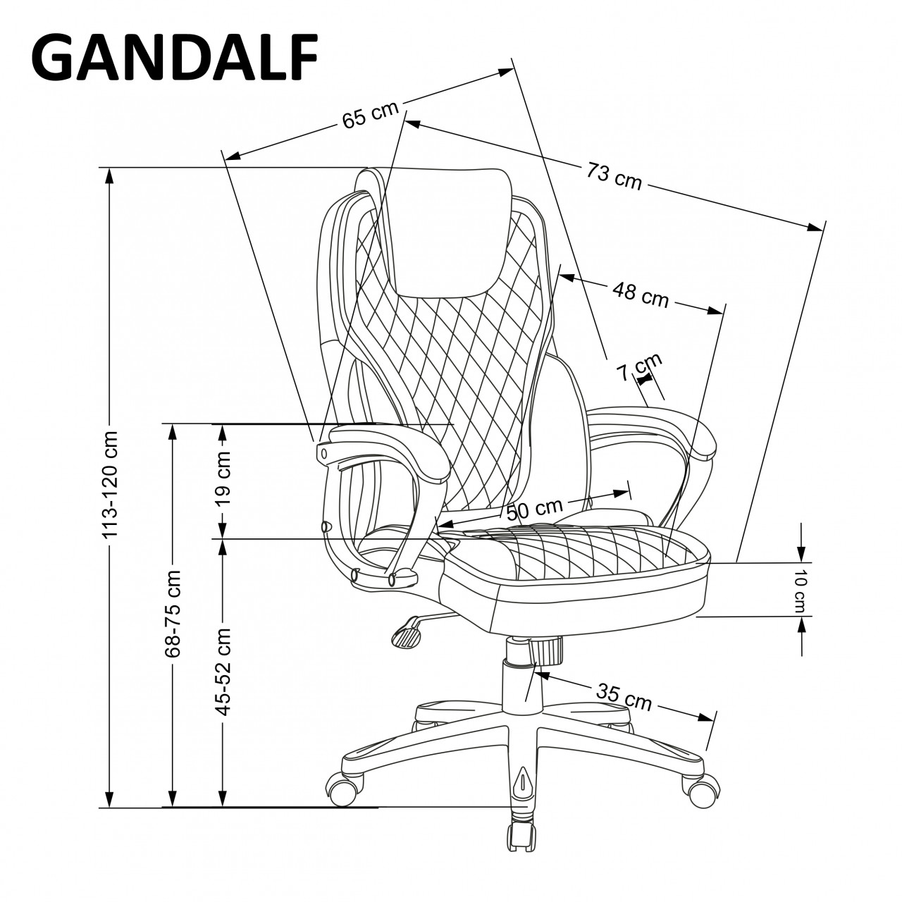 Scaun de birou Gandalf negru/gri H120 cm - 3 | YEO