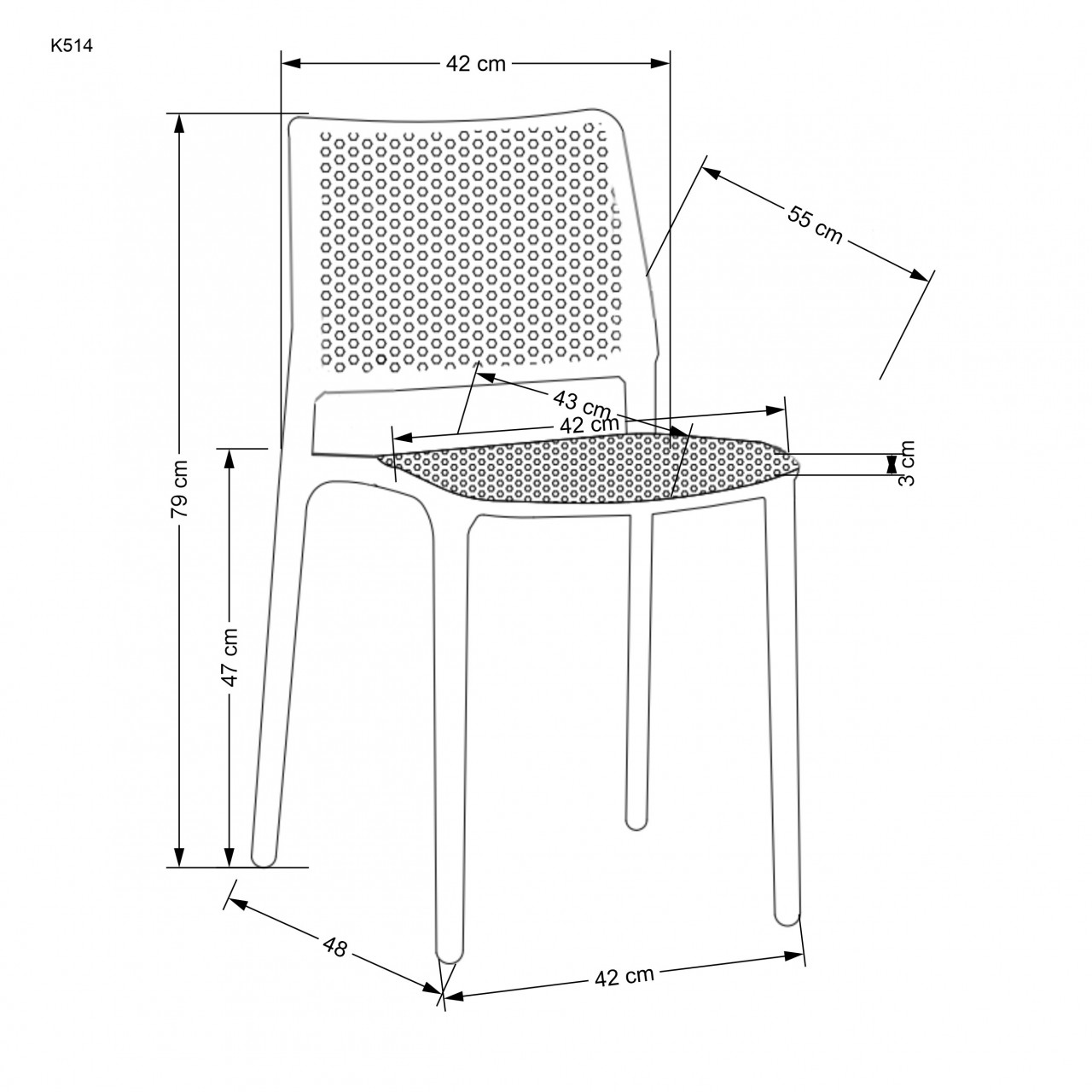 Scaun din plastic K514 albastru deschis - 4 | YEO