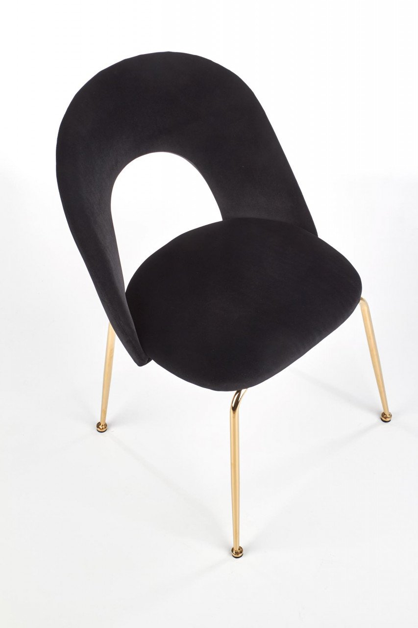 Scaun K385 velvet negru/auriu - 1 | YEO