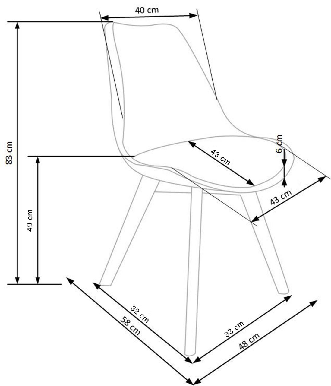 Scaun policarbonat K245 alb - H 83 cm - 4 | YEO