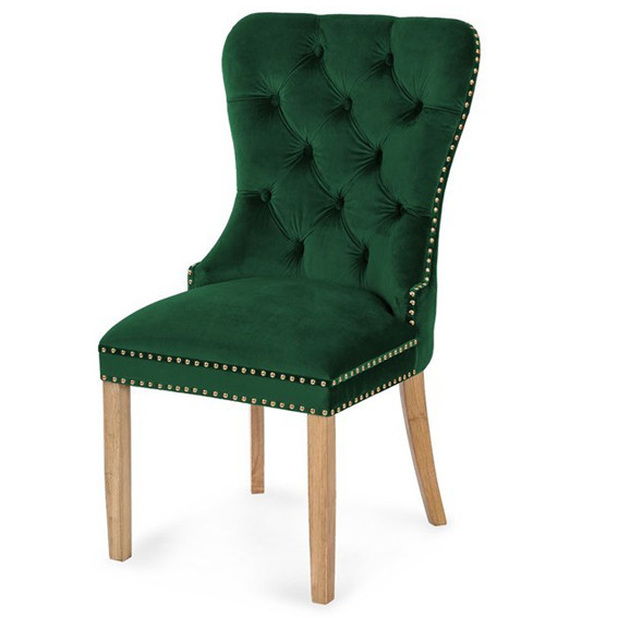 Scaun tapitat Madame II Gold stejar-verde - H 101 cm