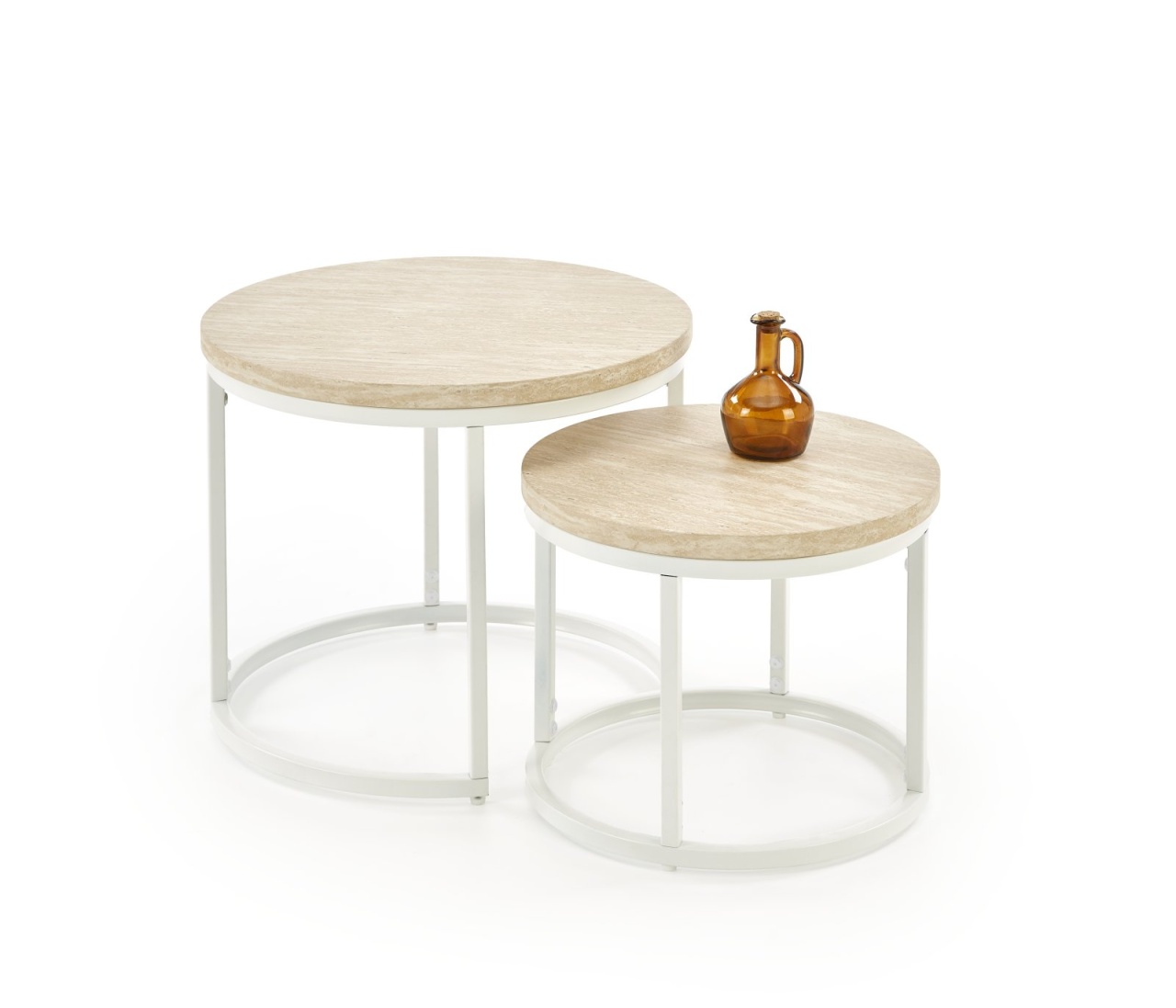 Set 2 masute de cafea Oreo travertin/alb