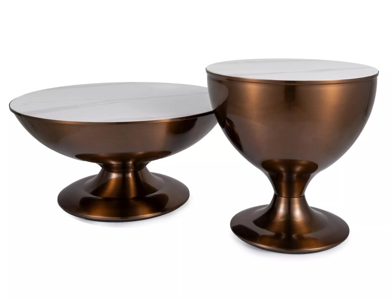 Set 2 masute de cafea Salsa alb/cupru ø75/ø50