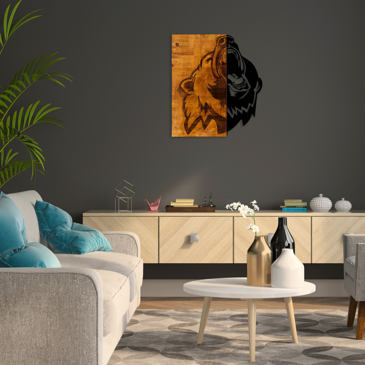 Accesoriu decorativ de perete din lemn Ayi 2