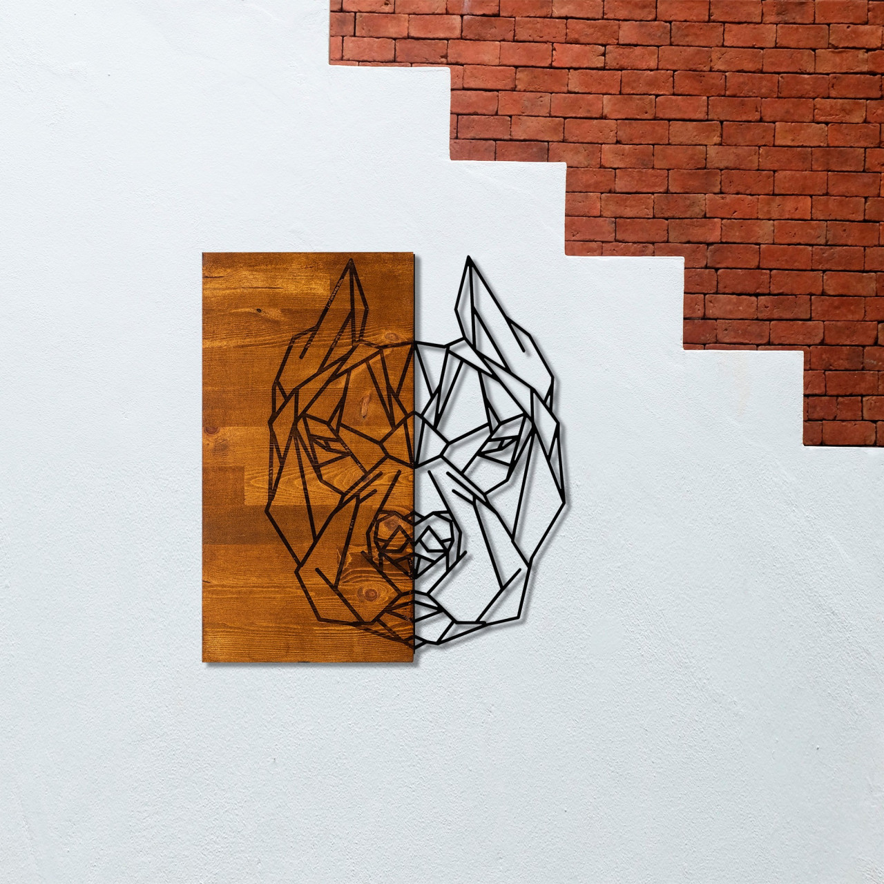 Accesoriu decorativ de perete din lemn Buldog