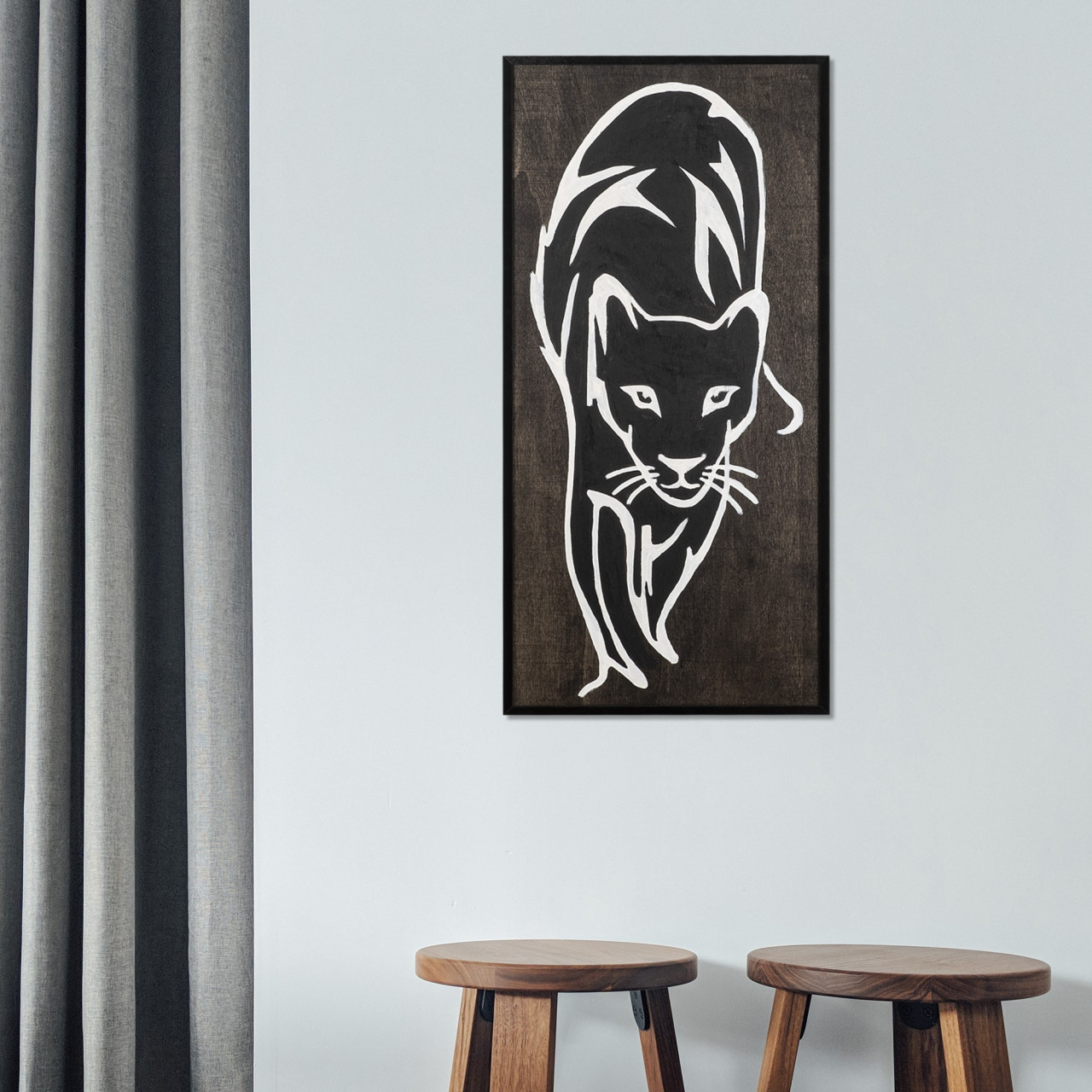 Accesoriu decorativ de perete din lemn Jaguar