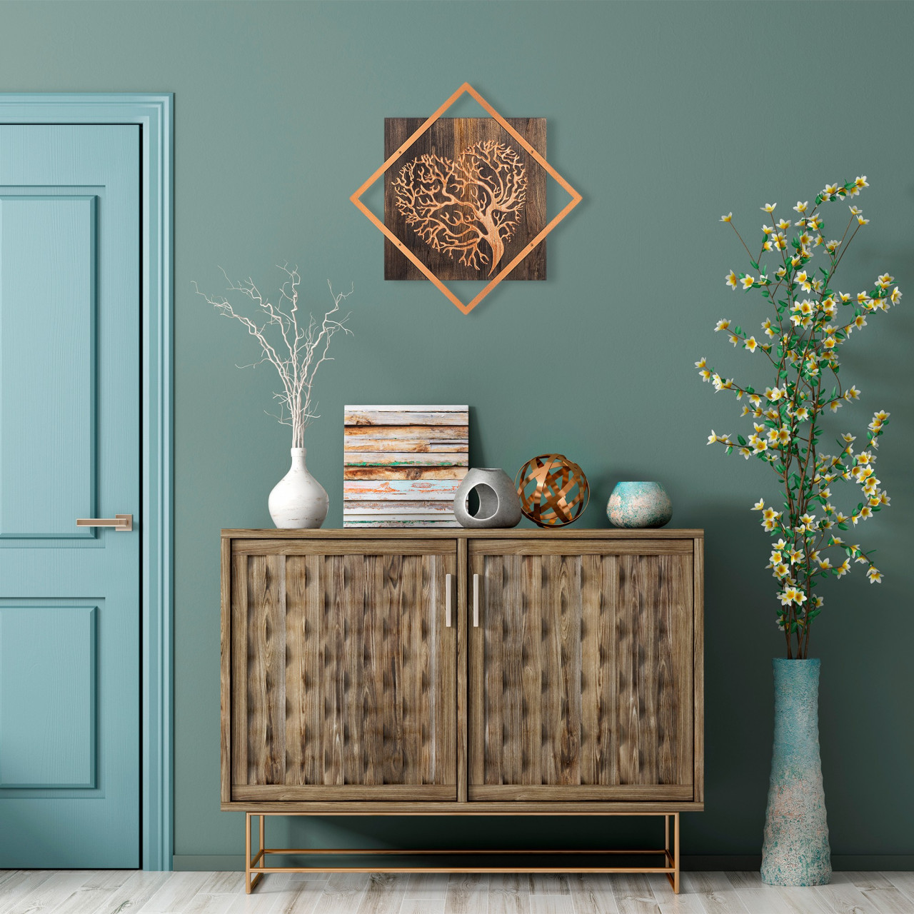 Accesoriu decorativ de perete din lemn Tree v3