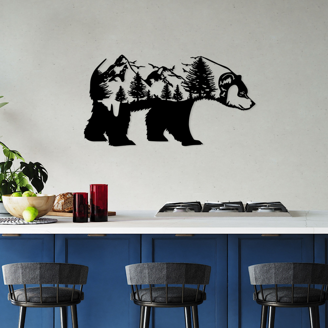Accesoriu decorativ de perete metalic Bear of the forest