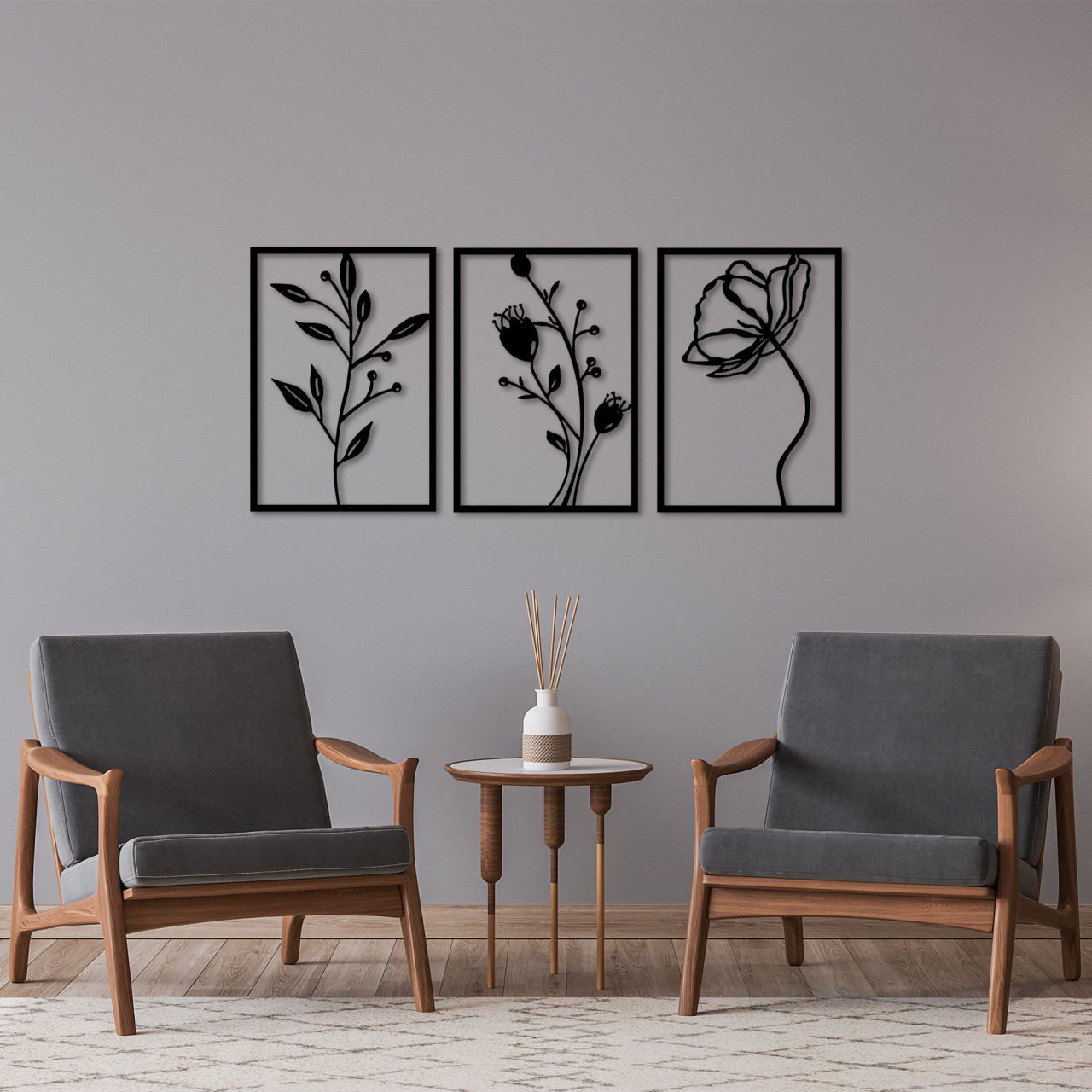Accesoriu decorativ de perete metalic Flowers - 311