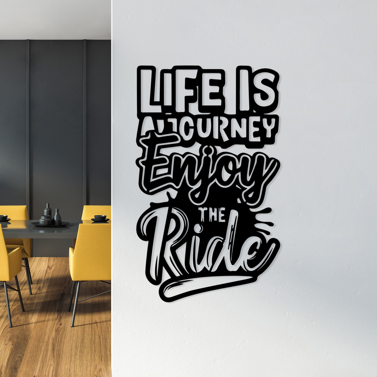 Accesoriu decorativ de perete metalic Life is a journey