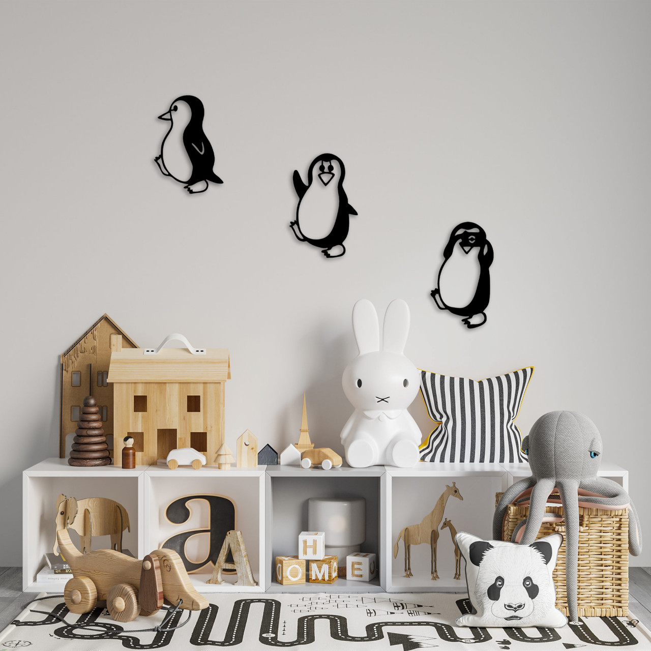 Accesoriu decorativ de perete metalic Penguins - 297
