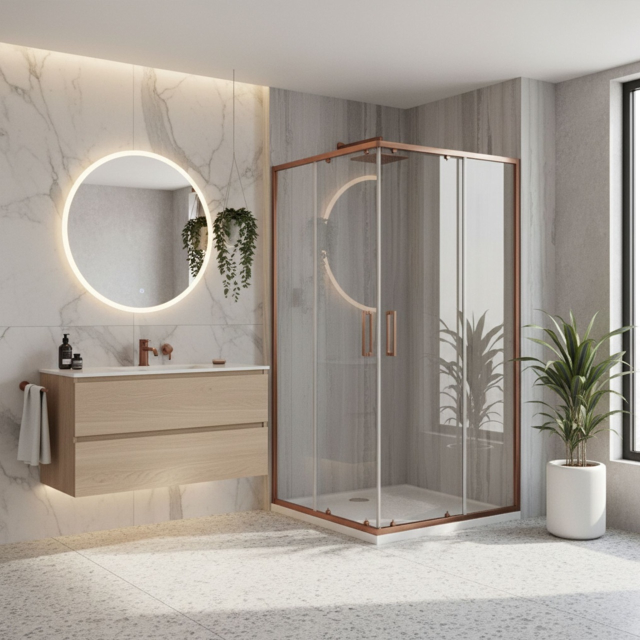 Cabina de dus Rea City 80x100 Brush Copper