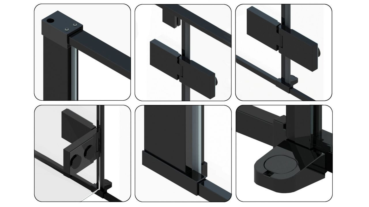 Cabina dus Fargo negru - 80x100 cm - 2 | YEO