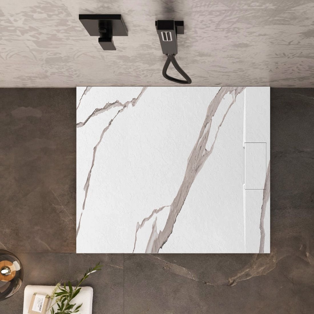 Cadita de dus Bazalt Carrara alba 90x90 - 3 | YEO