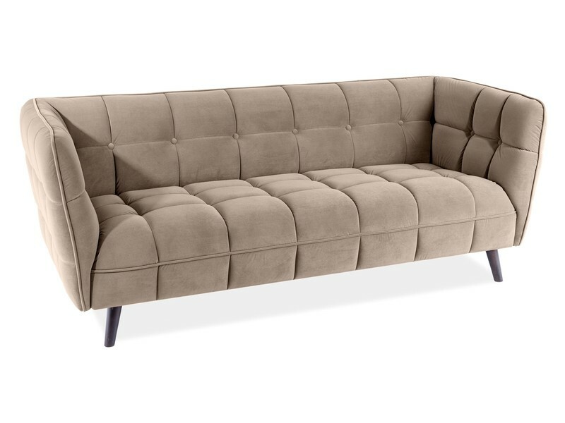 Canapea Castello 3 velvet bej inchis/wenge Blu40