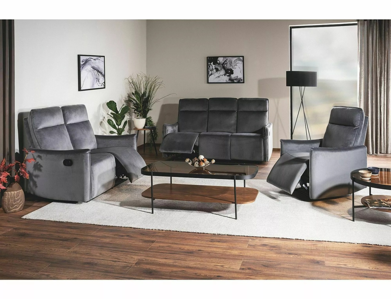 Canapea extensibila Travis 2 velvet gri Blu14 - 3 | YEO