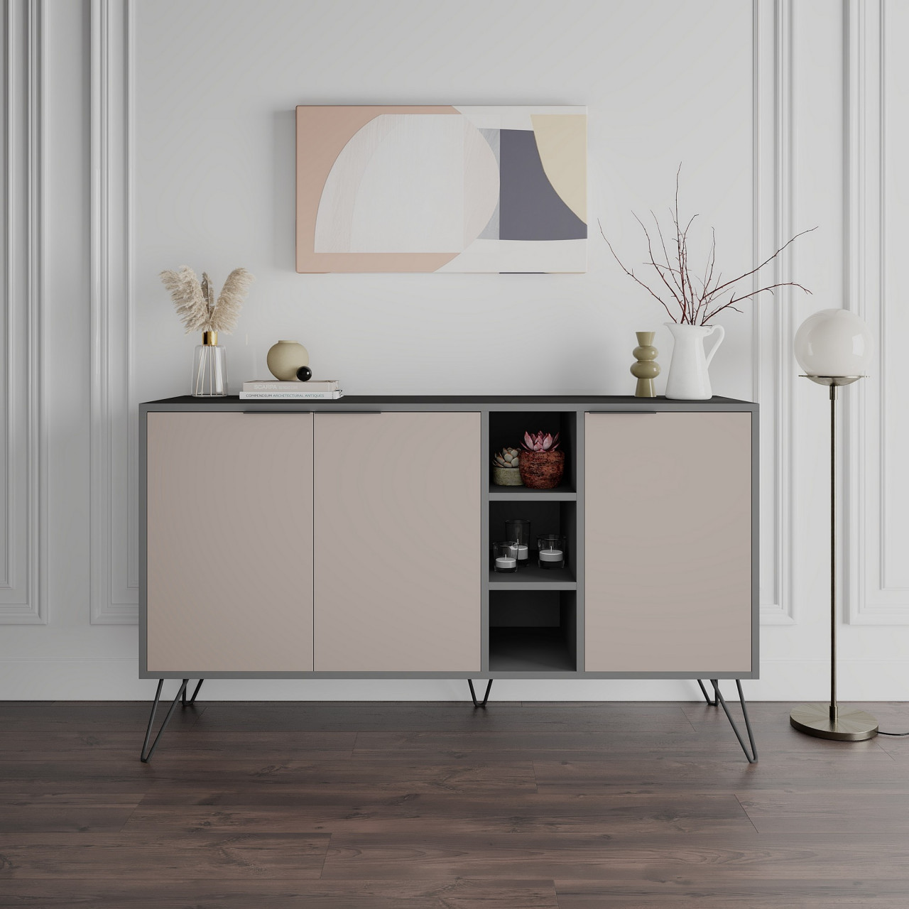 Consola Clara antracit/light mocha L142 cm - H83 cm