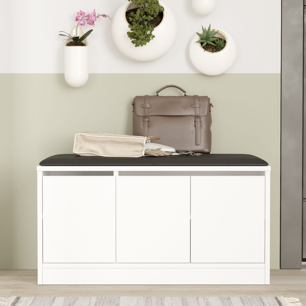 Dulap MDF de incaltaminte MR2 - W alb L89,6 cm - H45,8 cm