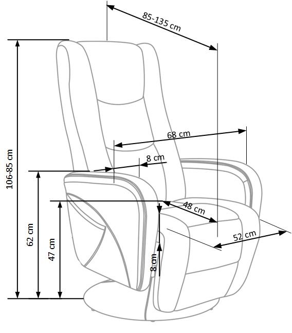 Fotoliu recliner cu functie de masaj Pulsar piele ecologica bej H106 cm - 3 | YEO