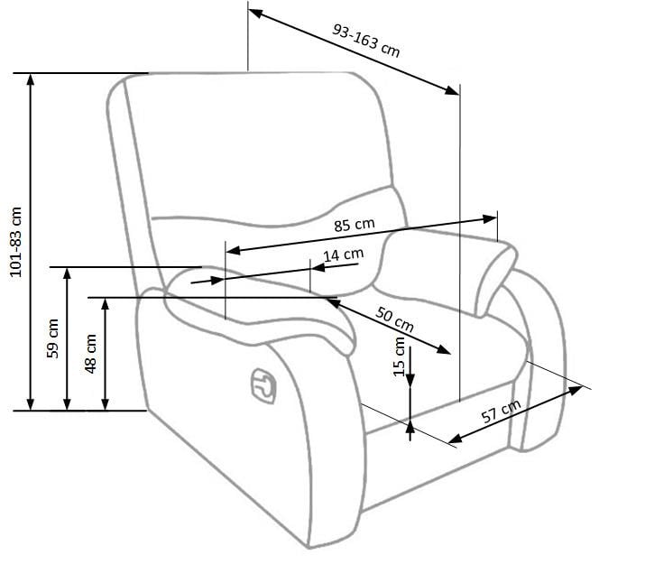 Fotoliu recliner Jeff piele ecologica negru H101 cm - 2 | YEO