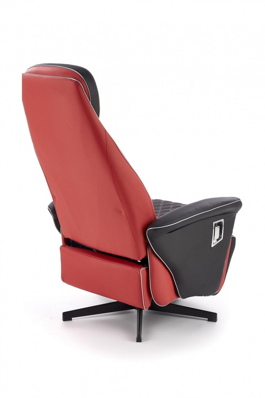 Fotoliu recliner tapitat Camaro negru-rosu - H 112-86 cm - 2 | YEO