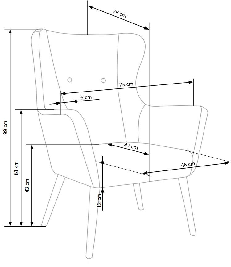 Fotoliu tapitat Cotto Mustariu – H 99 cm - 1 | YEO