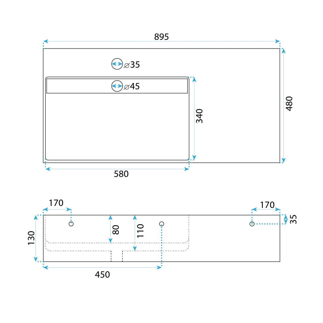 Lavoar Archi alb L89,5 cm - 3 | YEO