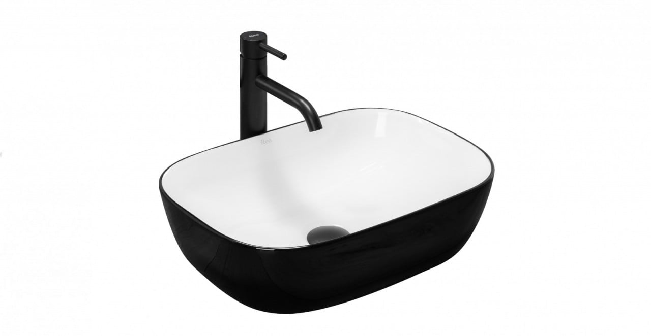 Lavoar Belinda ceramica sanitara negru/alb - 46,5 cm