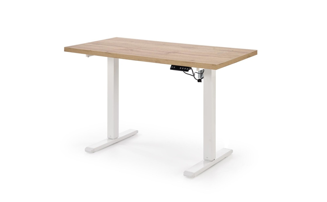 Masa de birou cu functie de reglare a inaltimii B54 stejar artizan/alb L120 cm