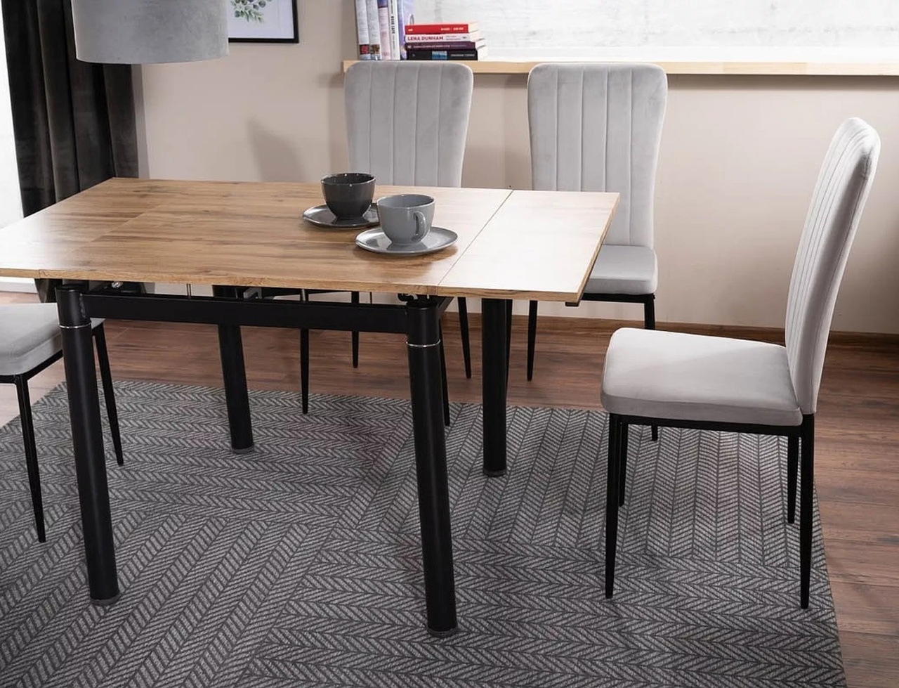 Masa extensibila GD-082 stejar artizan/negru mat L80-131xl80 cm - 3 | YEO