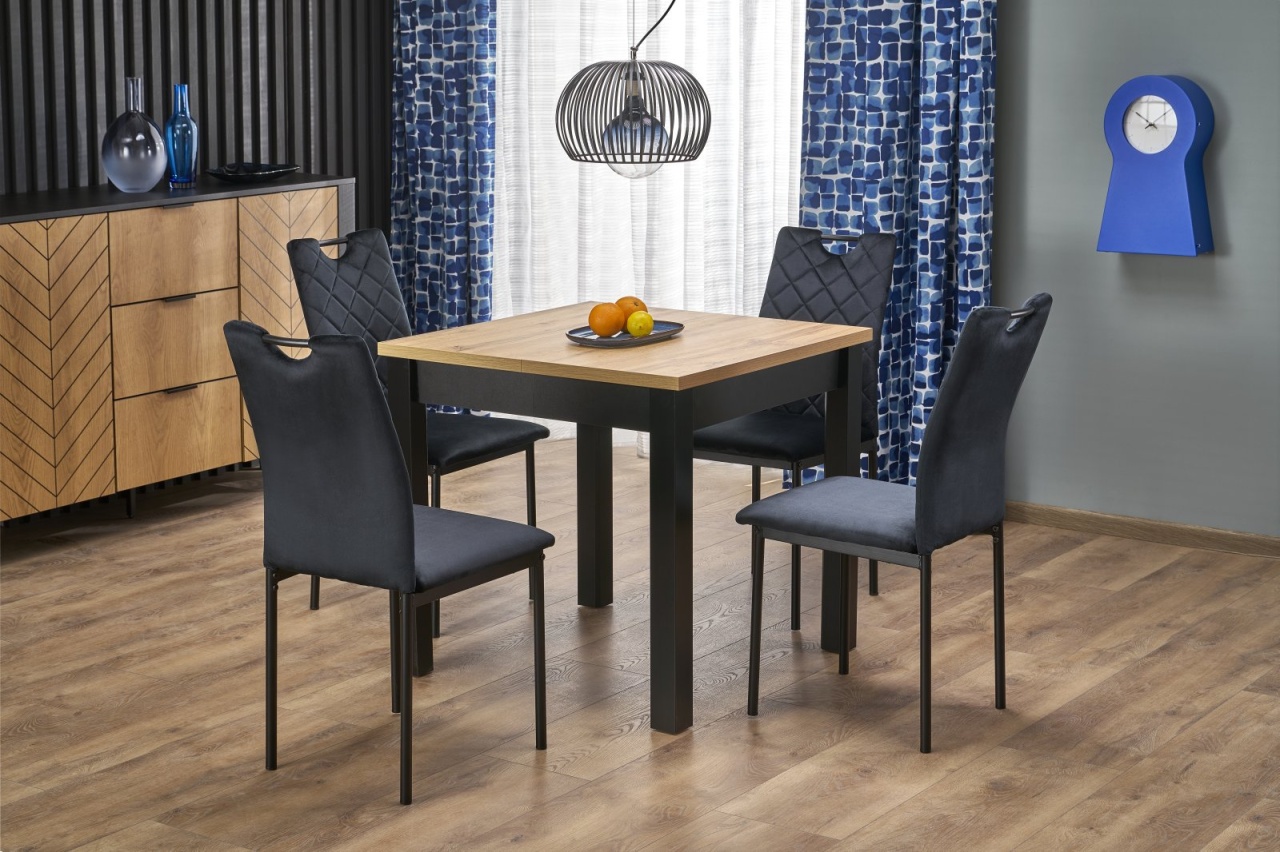 Masa extensibila Qubik stejar artizan/negru L80-200 cm