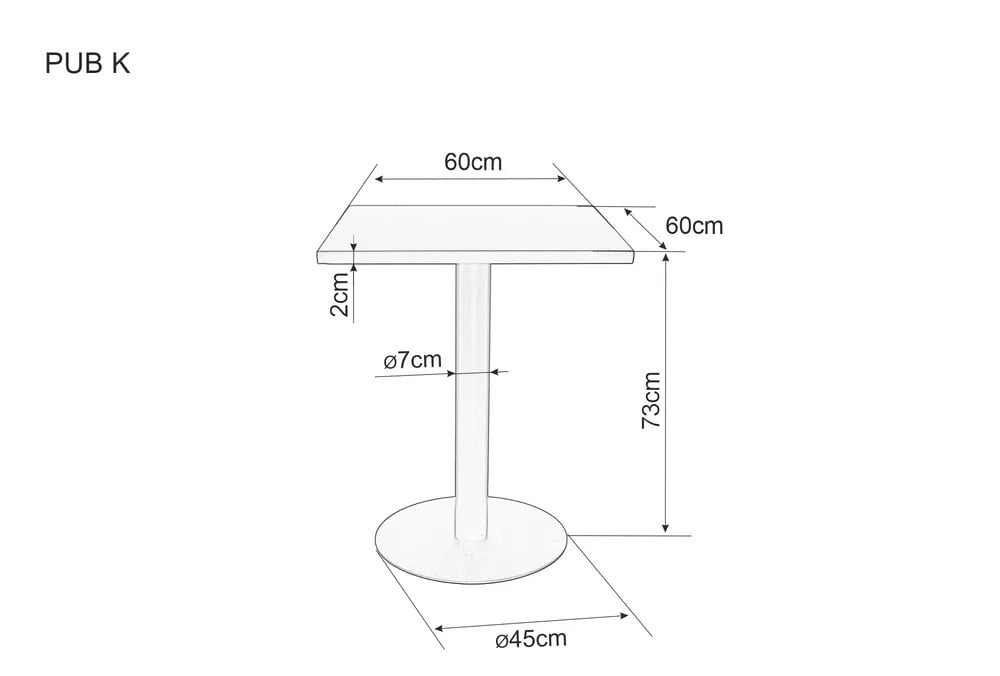 Masa patrata Pub L60/h73 cm - 3 | YEO